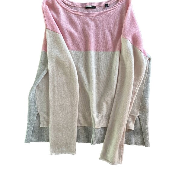 ATM pink/cream/grey colour block cashmere sweater, M - Picture 2 of 7